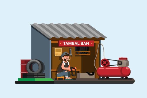 Download Tambal Ban Indonesian Tyre Repair Shop - Tyre Collection