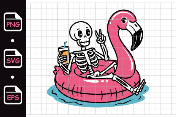 Download Skeleton Relaxing on Flamingo Pool Float - Relaxing Collection